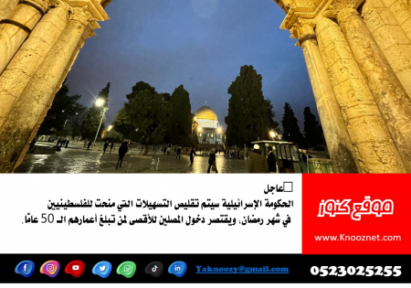 سيتم تقليص "التسهيلات" التي منحت للفلسطينيين في شهر رمضان